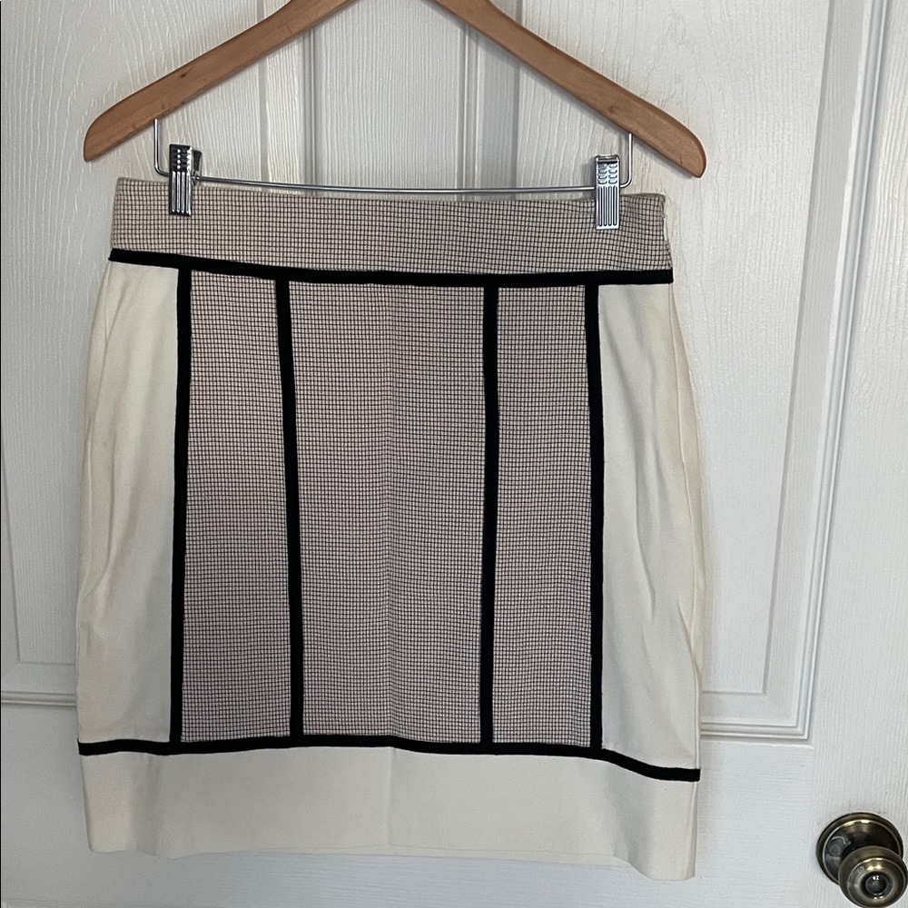 Ann Taylor Elegant Cream and Black Mini Skirt